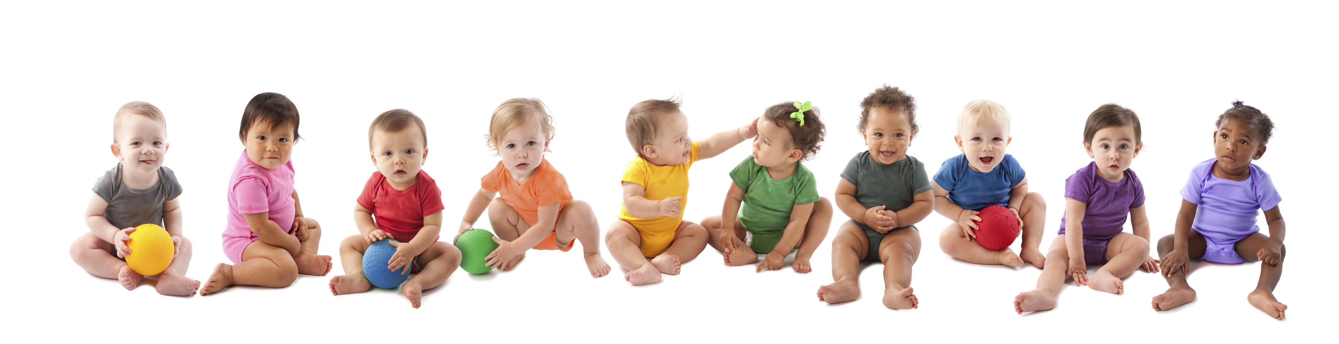 image of children in colourful clothes on a white background